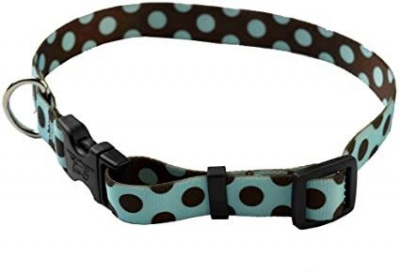 Yellow Dog Design Blue & Brown Polka Dot Adjustable Collar M (35-50cm) RRP 14.99 CLEARANCE XL 9.99